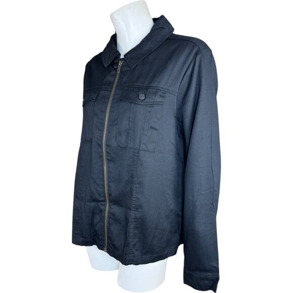 LOGO by Lori Goldstein Zip Front Long Sleeve Jacket Black Medium NWOT Lightweigh - Picture 9 of 14